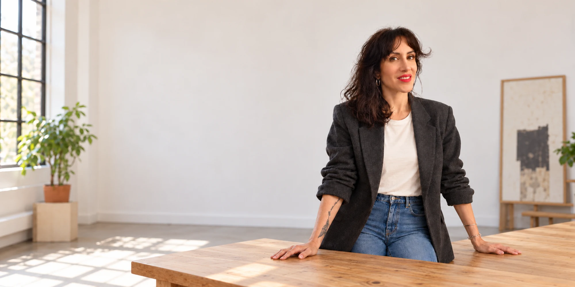 Sarah Garcia Delporte à son bureau, portrait fourni et retouché par IA.
